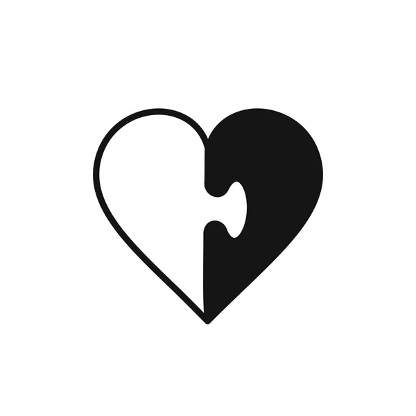 Icona del puzzle del cuore, simbolo del puzzle del cuore, illustrazione vettoriale — Vettoriale Stock
