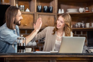 Couple working at home clipart