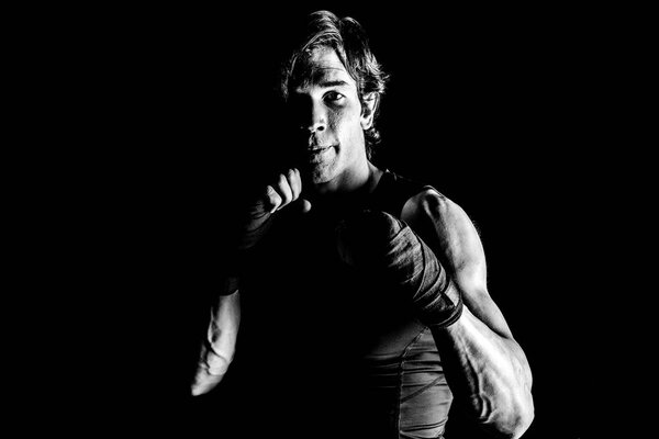 Muscular kickbox fighter