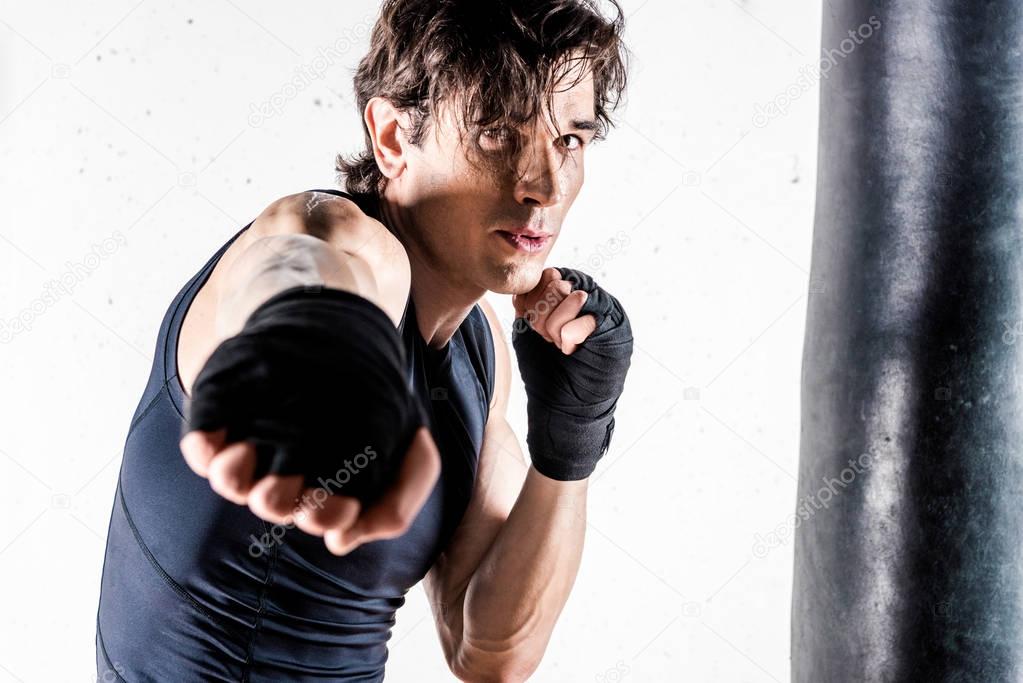 Muscular kickbox fighter 