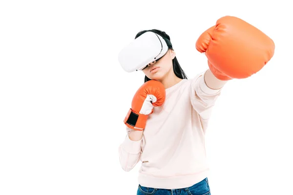Woman boxing in virtual reality — Free Stock Photo