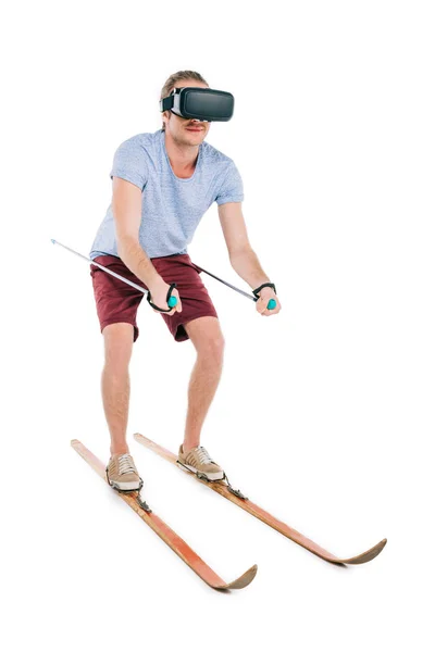 Om în realitate virtuală cască schi — Fotografie, imagine de stoc