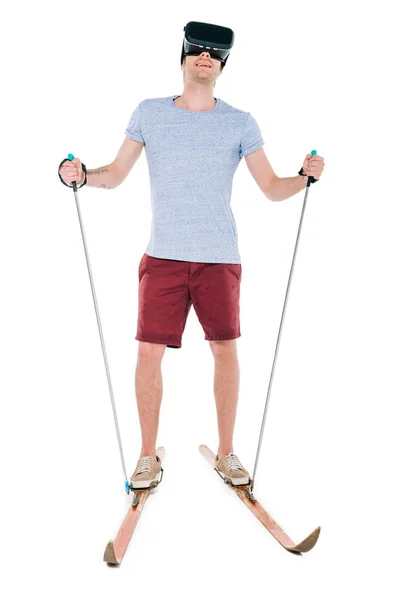 Hombre en realidad virtual auriculares esquí — Foto de Stock