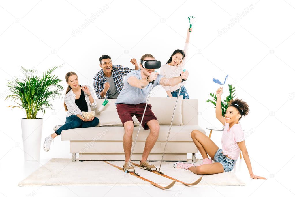 multiethnic friends in virtual reality