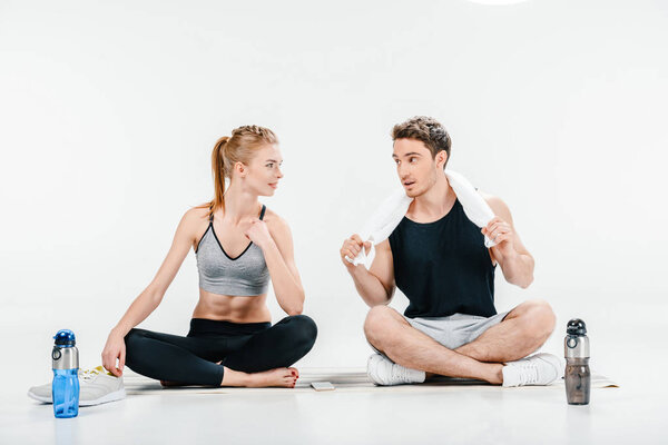 couple relaxign after workingout