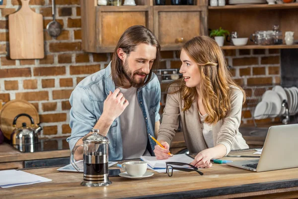 Couple working at home — Stock Photo