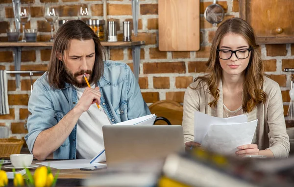 Couple working at home — Stock Photo