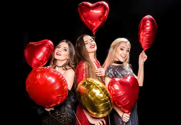 Wunderschöne Frauen mit Luftballons — Stockfoto