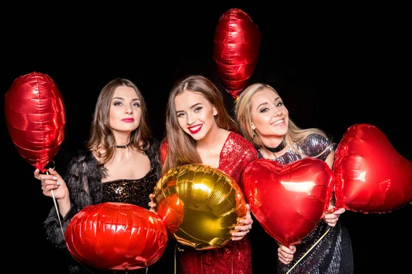 Wunderschöne Frauen mit Luftballons — Stockfoto