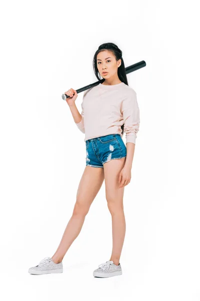 Asiatische Mädchen mit Baseballschläger — Stockfoto