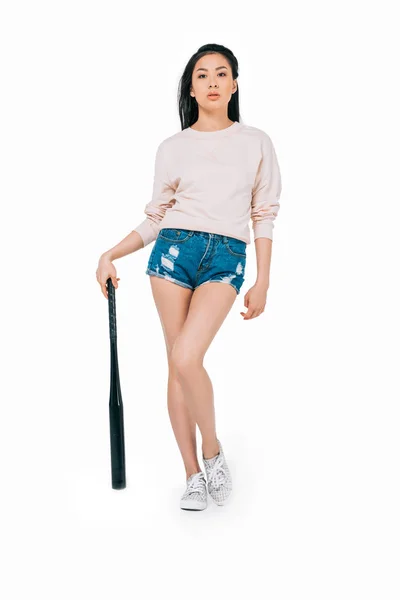 Asian girl with baseball bat — Stock Photo