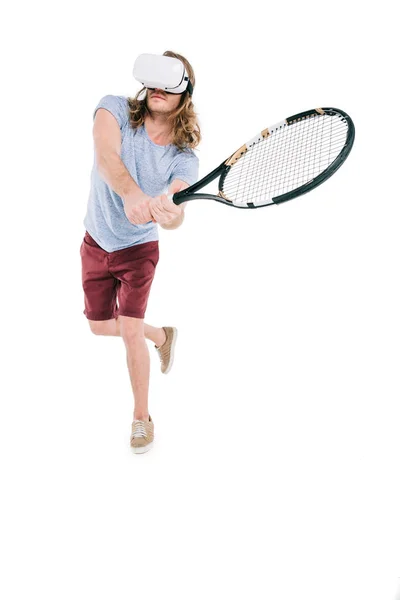 Man playing tennis in virtual reality — Stock Photo