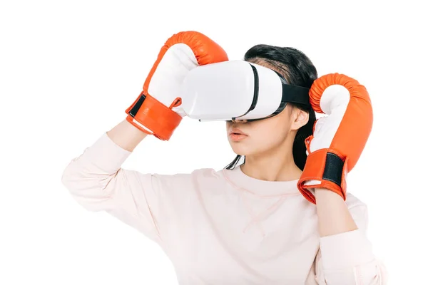 Boxe femme en réalité virtuelle — Photo de stock