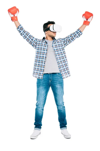 Man boxing in vr headset — Stock Photo