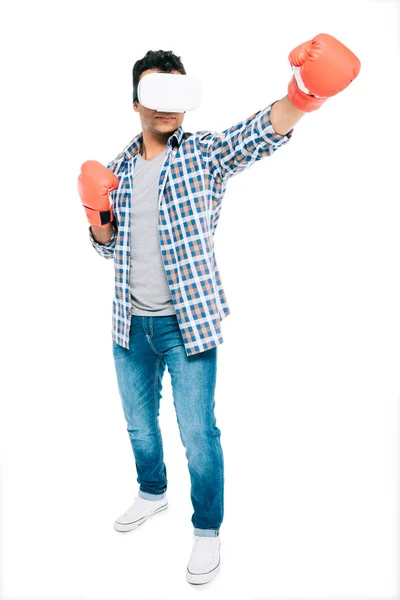 Man boxing in vr headset — Stock Photo