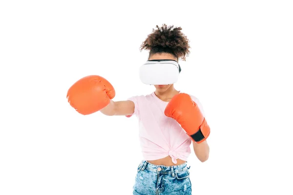 Woman boxing in vr headset — Stock Photo