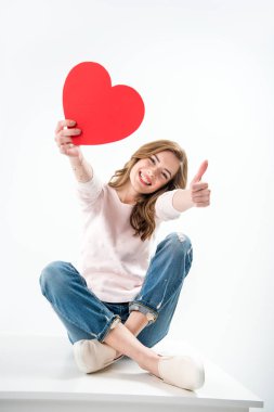 Woman with paper heart clipart