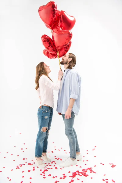 Casal com balões de ar — Fotografia de Stock