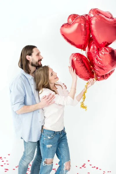 Echtpaar met lucht ballonnen — Stockfoto