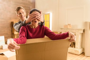 couple moving into new house clipart