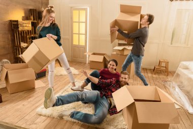 friends moving into new house  clipart