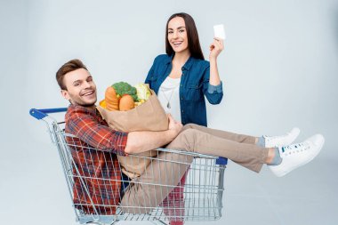 alışveriş sepeti ile Çift
