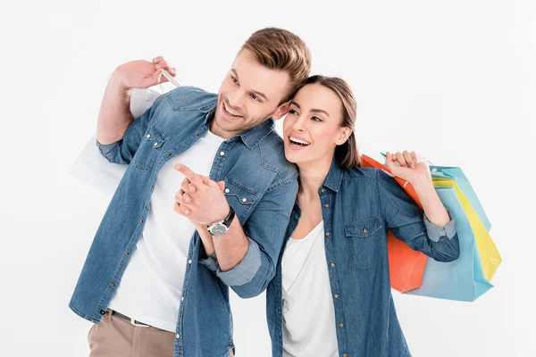 Couple with shopping bags — Stock Photo, Image