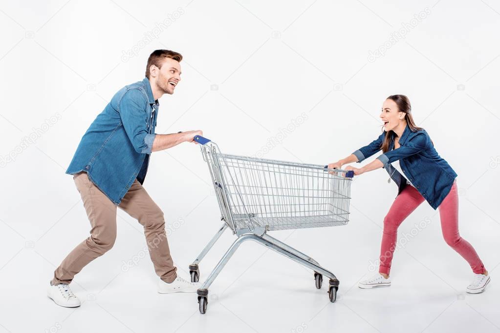 couple with shopping cart