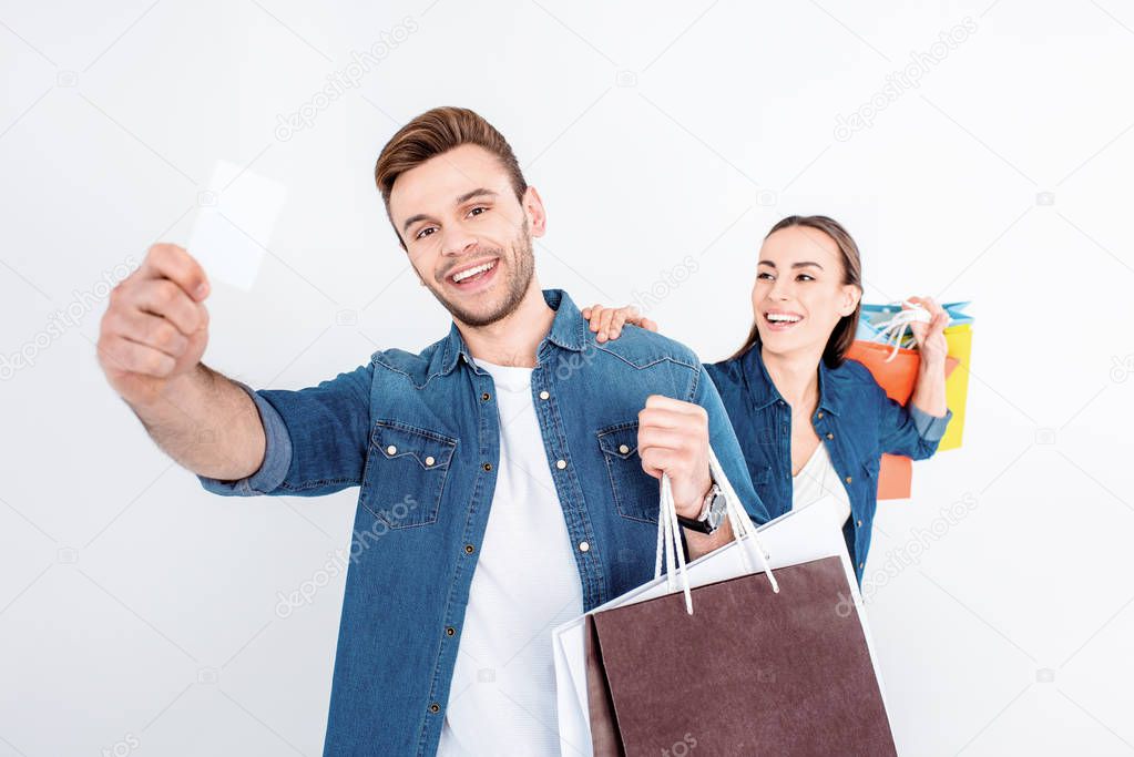 happy couple after shopping