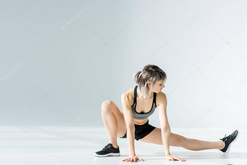 Young sportswoman training