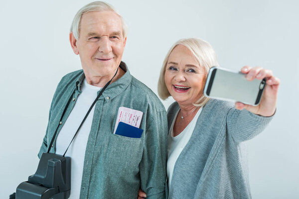 senior couple making selfie