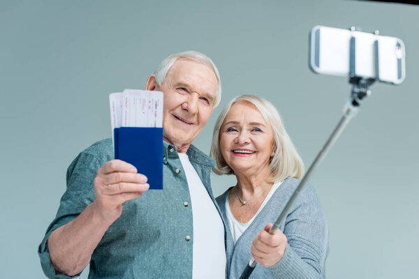 senior couple making selfie