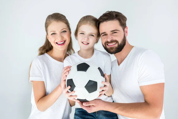 family with soccer ball