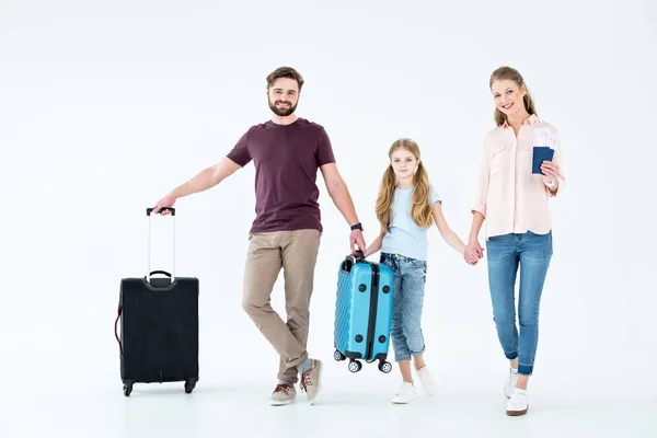 Rodina s cestování tašky — Stock fotografie