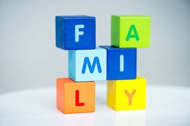 Cubes consists the word family clipart