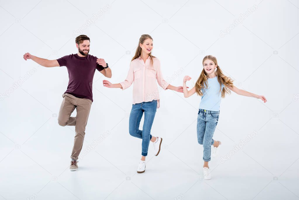 family dancing together