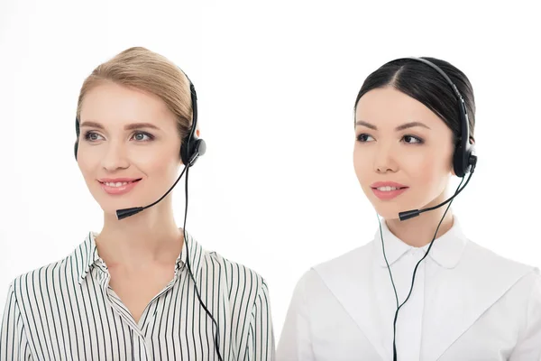 Operadores de centros de llamadas en auriculares — Foto de Stock