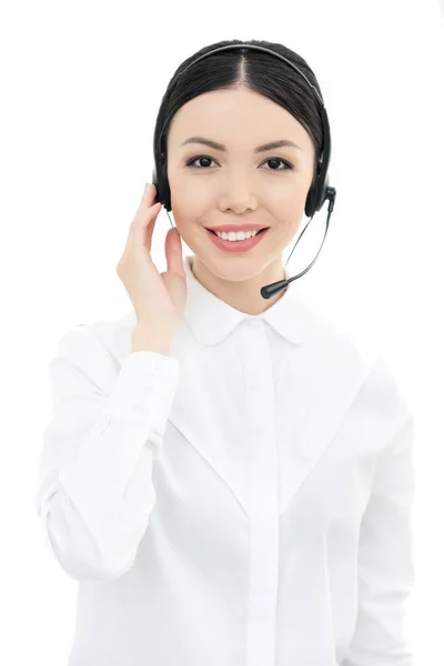 Operador de centro de llamadas en auriculares — Foto de Stock
