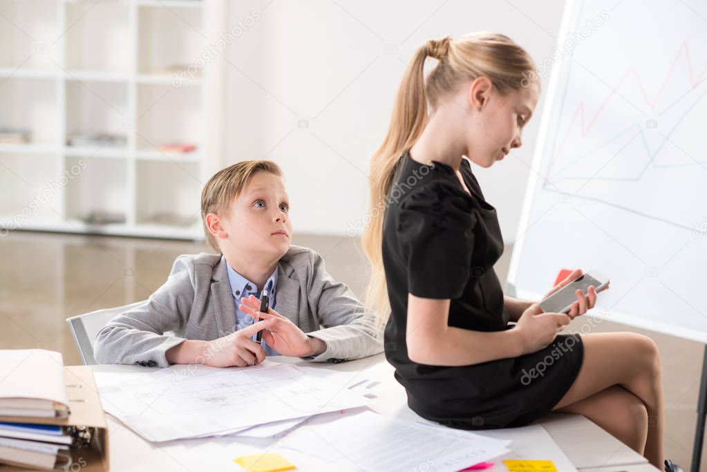 Children working in office 