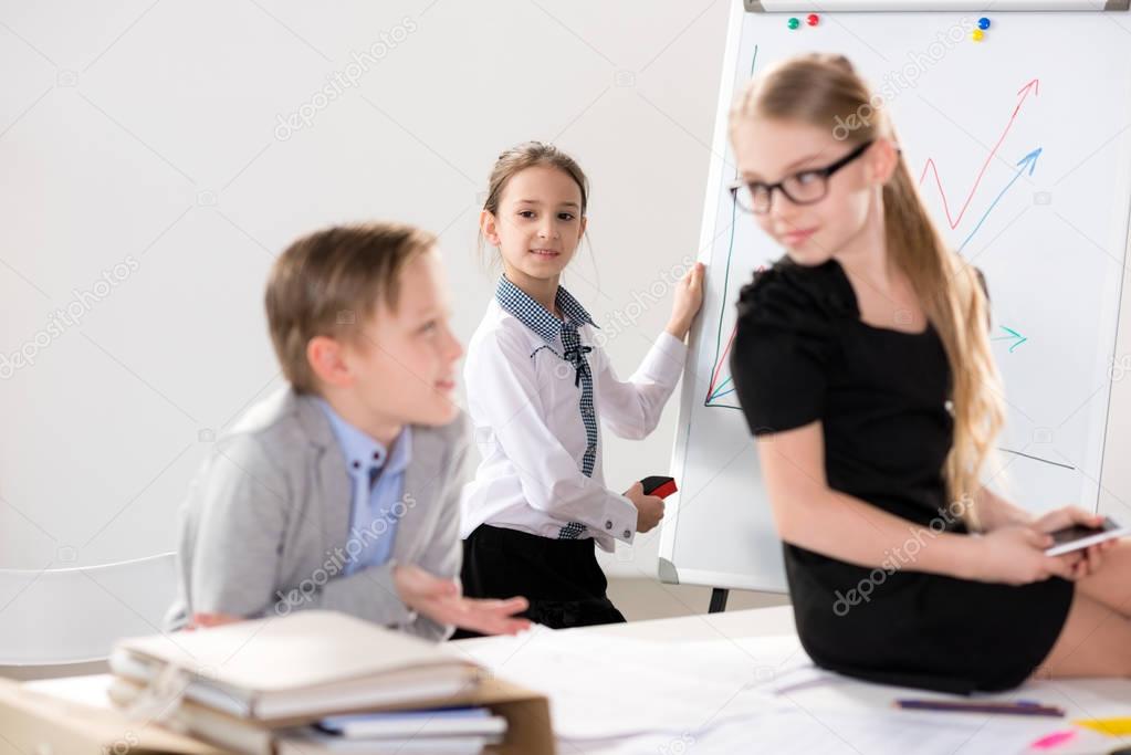 Children working in office 