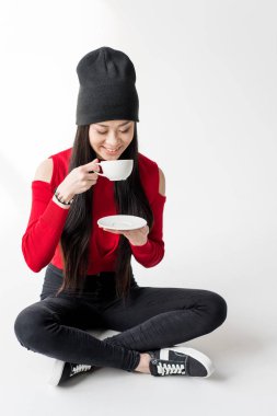 çay bardağı ile Asyalı kadın