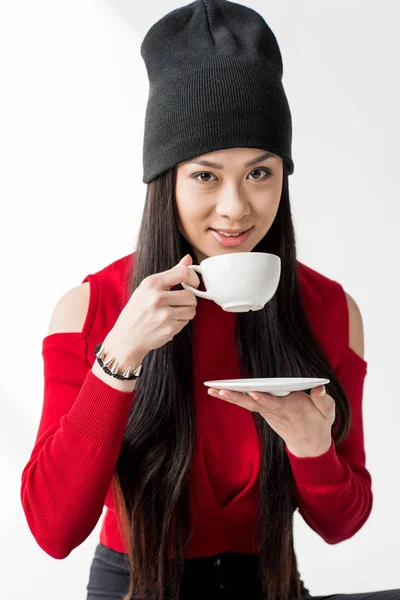 Asian woman with tea cup — Free Stock Photo