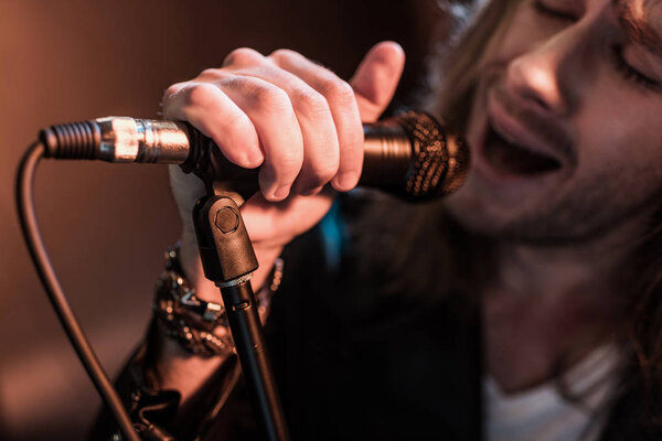 Male singer with microphone