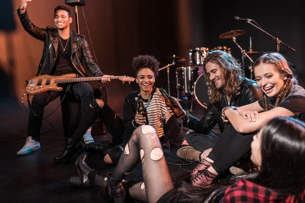 Rock and roll band on stage — Stock Photo, Image