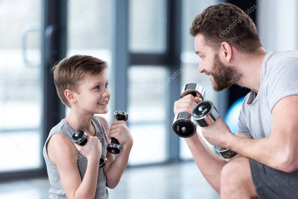 Boy training with coach