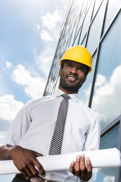 Professional architect in hard hat — Stock Photo, Image