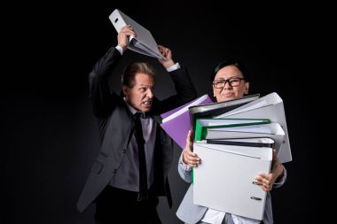 business colleagues with folders clipart