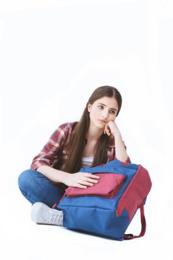 bored teenager with backpack clipart