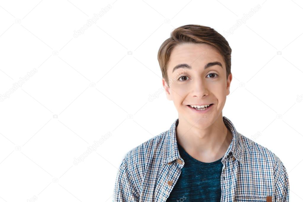 excited caucasian teen boy