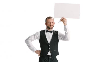 waiter with blank speech bubble  clipart